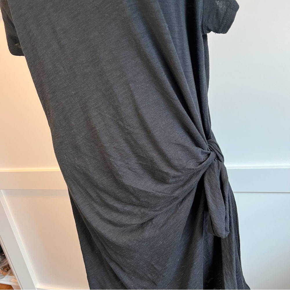NWT Gap Black Short Sleeve Midi Dress Side Knot Detail Size XL